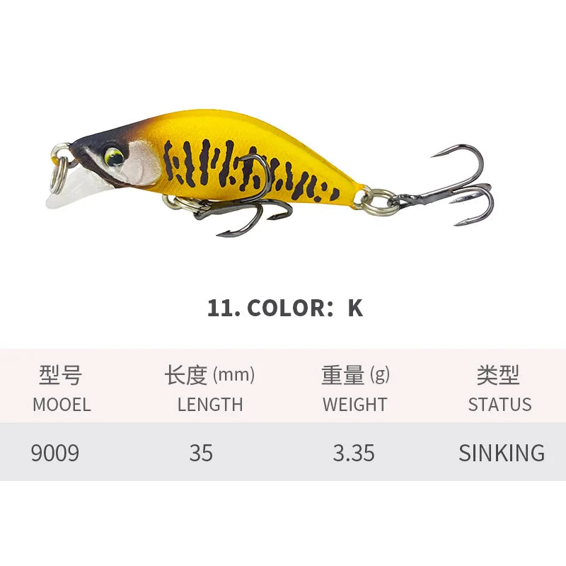 ZWICKE 1Pcs Minnow Brightly Coloured 35Mm/3.35G Surface Fishing Lures Artificial Bait Plastic Bait Gear Carp Fishing
