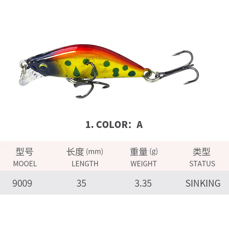 ZWICKE 1Pcs Minnow Brightly Coloured 35Mm/3.35G Surface Fishing Lures Artificial Bait Plastic Bait Gear Carp Fishing