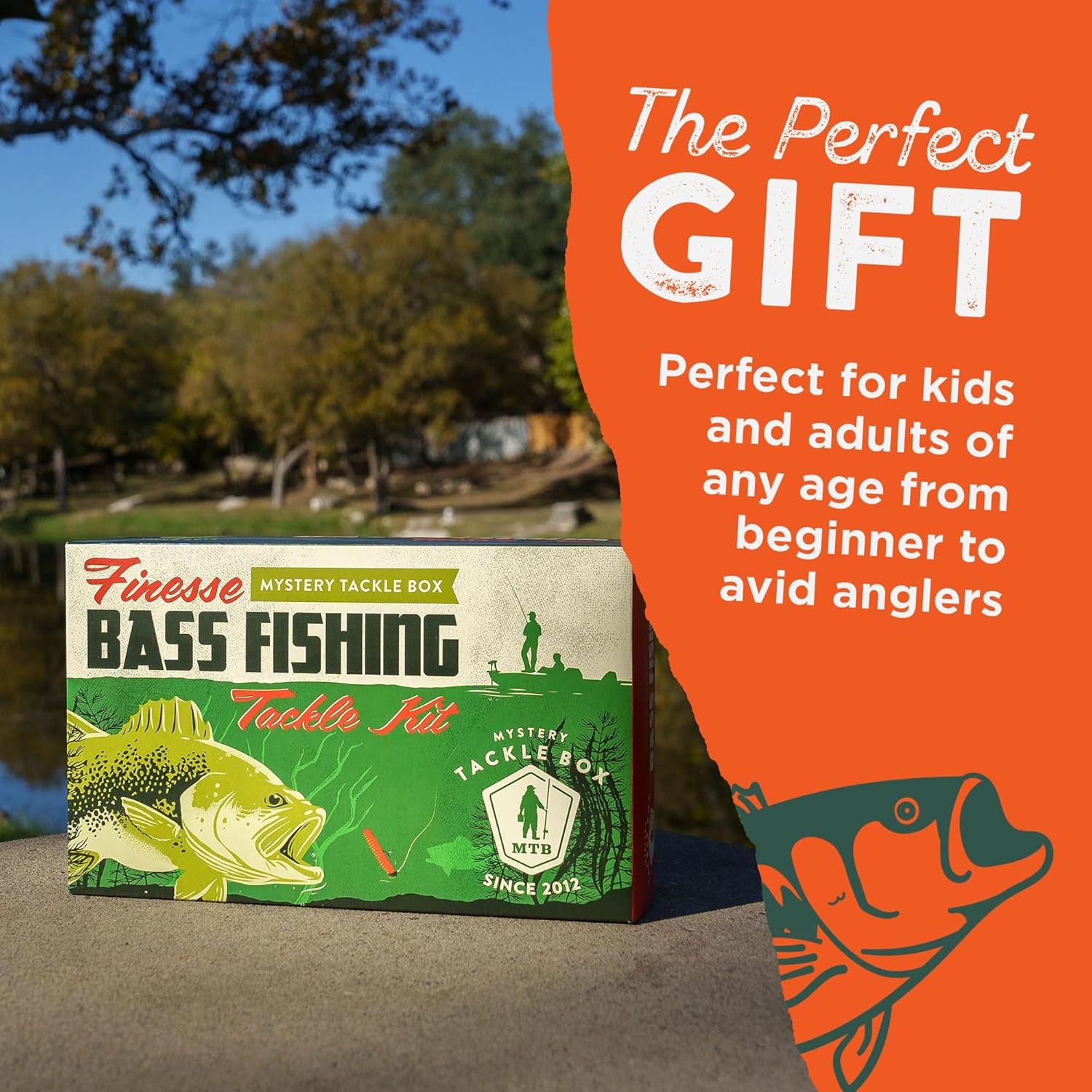 Mystery Tackle Box Finesse Bass Fishing Kit (6-8 Baits & Decal) | 6-8 Baits for Largemouth and Smallmouth Bass - Includes Decal, Fishing Gifts, Fishing Gifts for Men