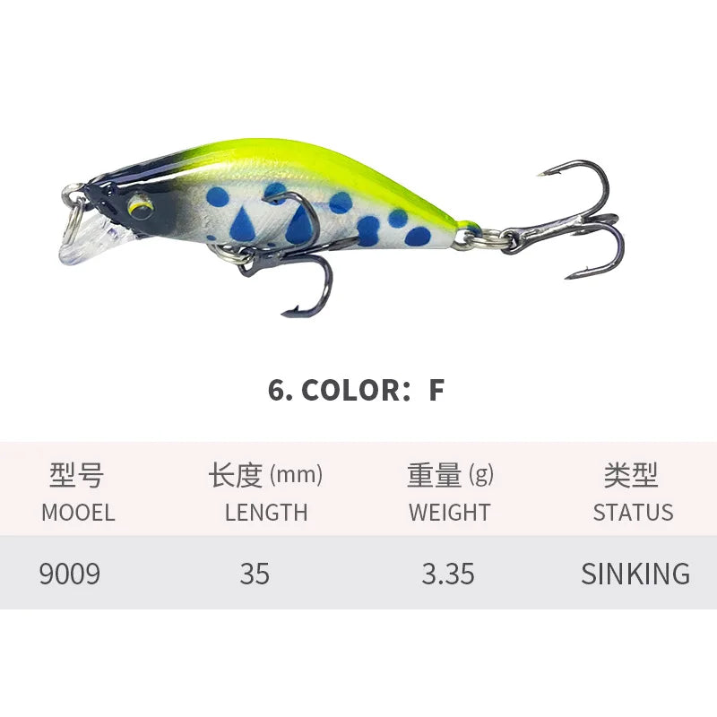 ZWICKE 1Pcs Minnow Brightly Coloured 35Mm/3.35G Surface Fishing Lures Artificial Bait Plastic Bait Gear Carp Fishing