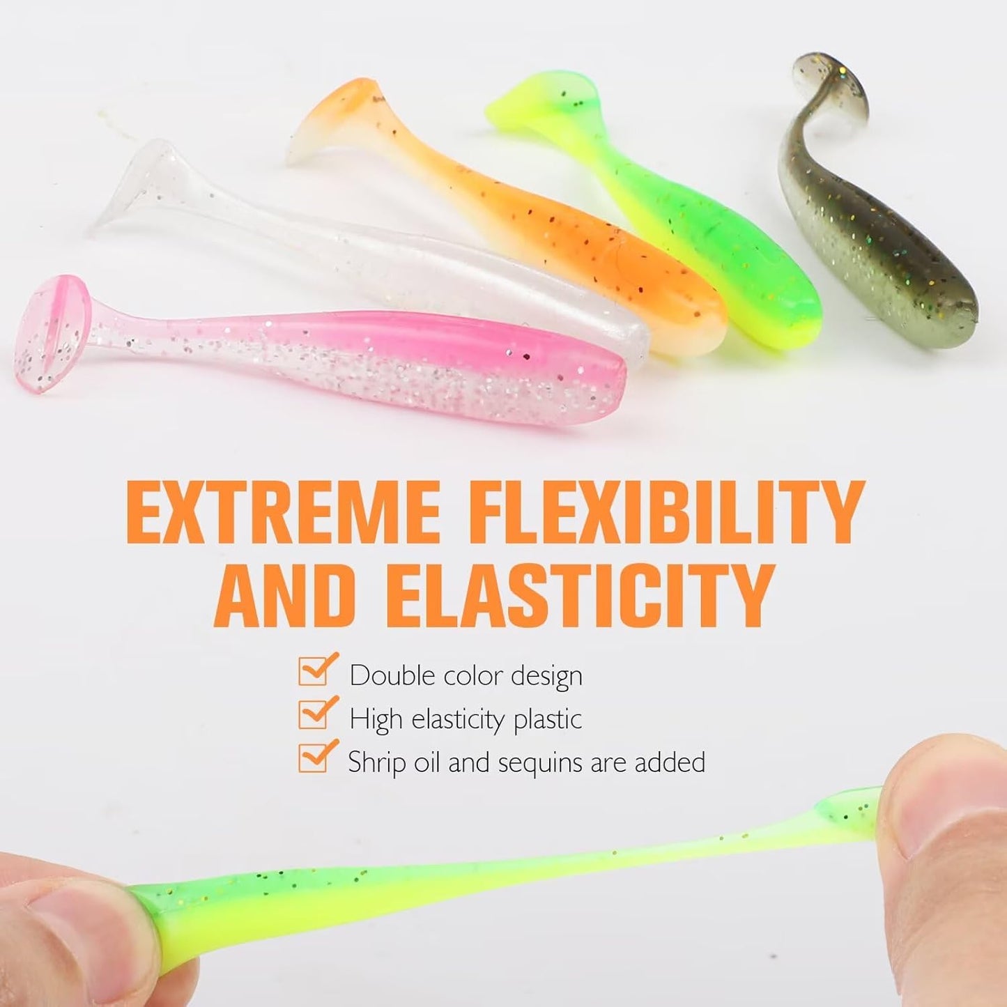 Crappie Lures Kit Soft Plastic Baits Paddle Tail Swimbaits Fishing Soft Plastic Lures Crappie Walleye Trout Bass Fishing Baits 60Pcs/75Pcs