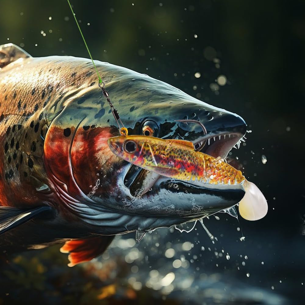 Fishing Soft Plastic Lures - Pre-Rigged Soft Fishing Lures - Great Action Swimbaits with Spinner - Fishing Gear for Bass Trout Walleye, Crappie Fishing Jigs Bait