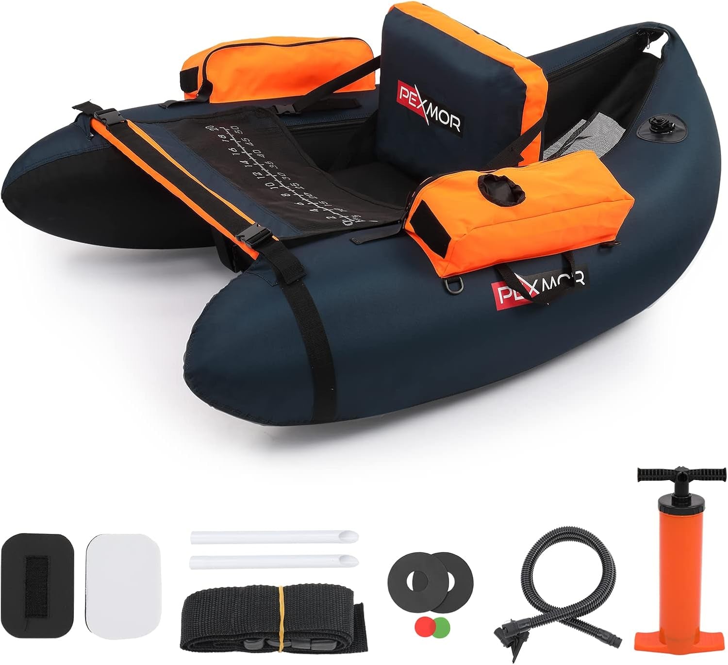 Inflatable Fishing Float Tube, Float Tubes for Fishing W/Rod Holder | Fish Ruler | Pump | Carry Bag | Adjustable Straps| Storage Pockets, 350LBS Capacity Fly Fishing Belly Boat