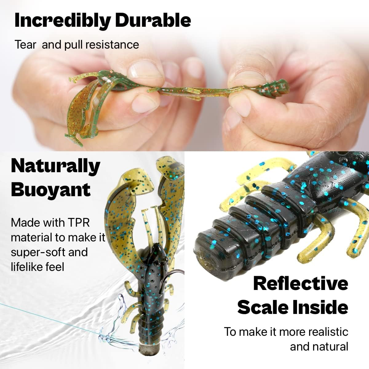 Ned Rig Baits Kit,Trd Soft Plastic Worms or Crawfish for Bass Fishing