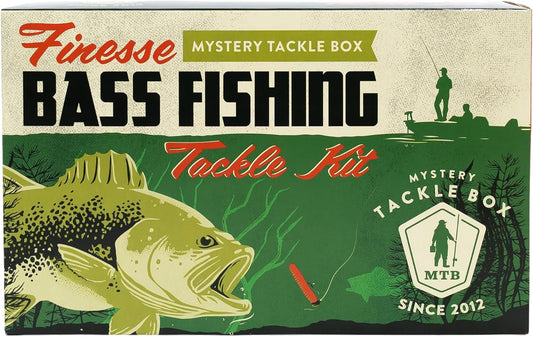 Mystery Tackle Box Finesse Bass Fishing Kit (6-8 Baits & Decal) | 6-8 Baits for Largemouth and Smallmouth Bass - Includes Decal, Fishing Gifts, Fishing Gifts for Men
