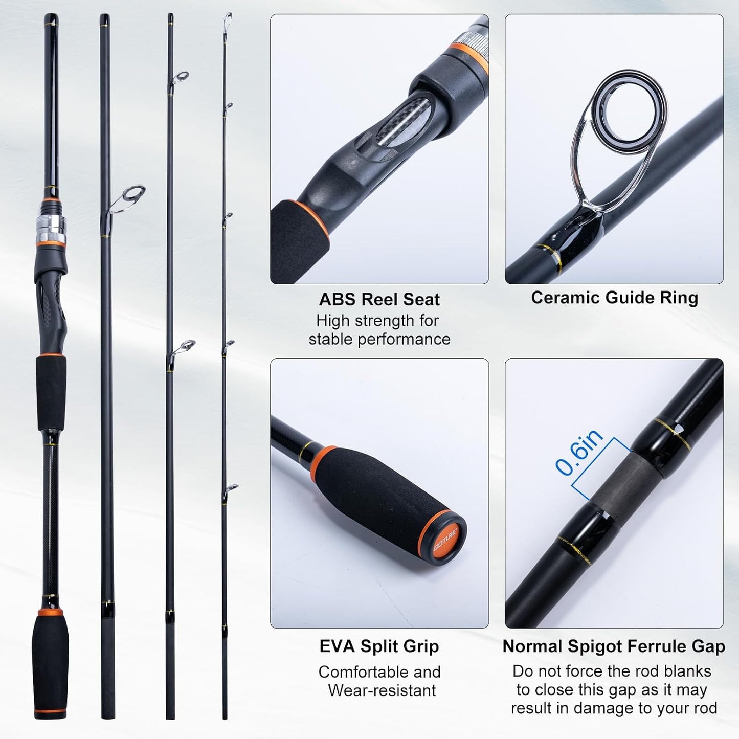 Fishing Rod & Reel Combo-4 Piece Fishing Rod Set, Travel Fishing Rod | Ultralight Fishing Rod Set W/Fishing Reel, Reel Bag, Rod Strap, Braided Line, Lures &Hooks Kit