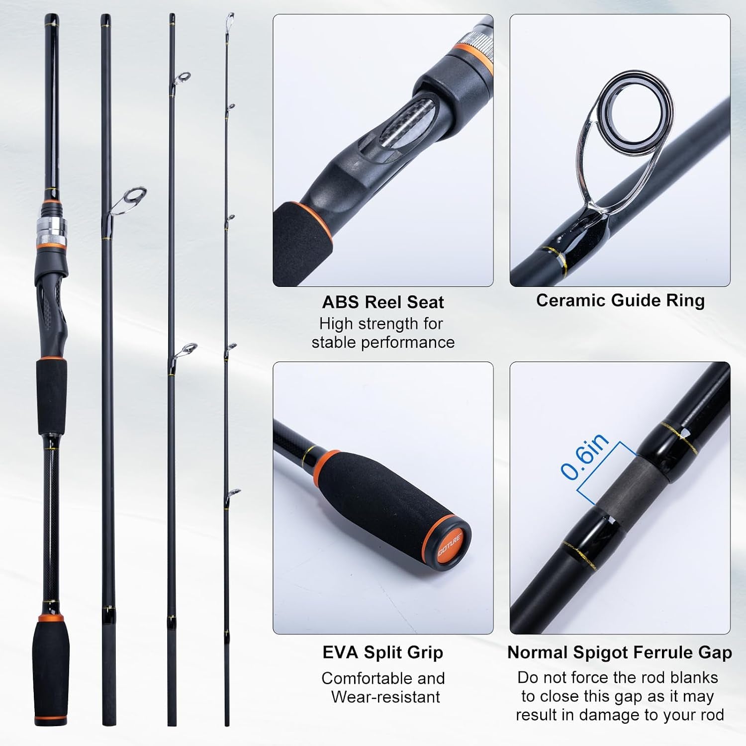Fishing Rod & Reel Combo-4 Piece Fishing Rod Set, Travel Fishing Rod | Ultralight Fishing Rod Set W/Fishing Reel, Reel Bag, Rod Strap, Braided Line, Lures &Hooks Kit