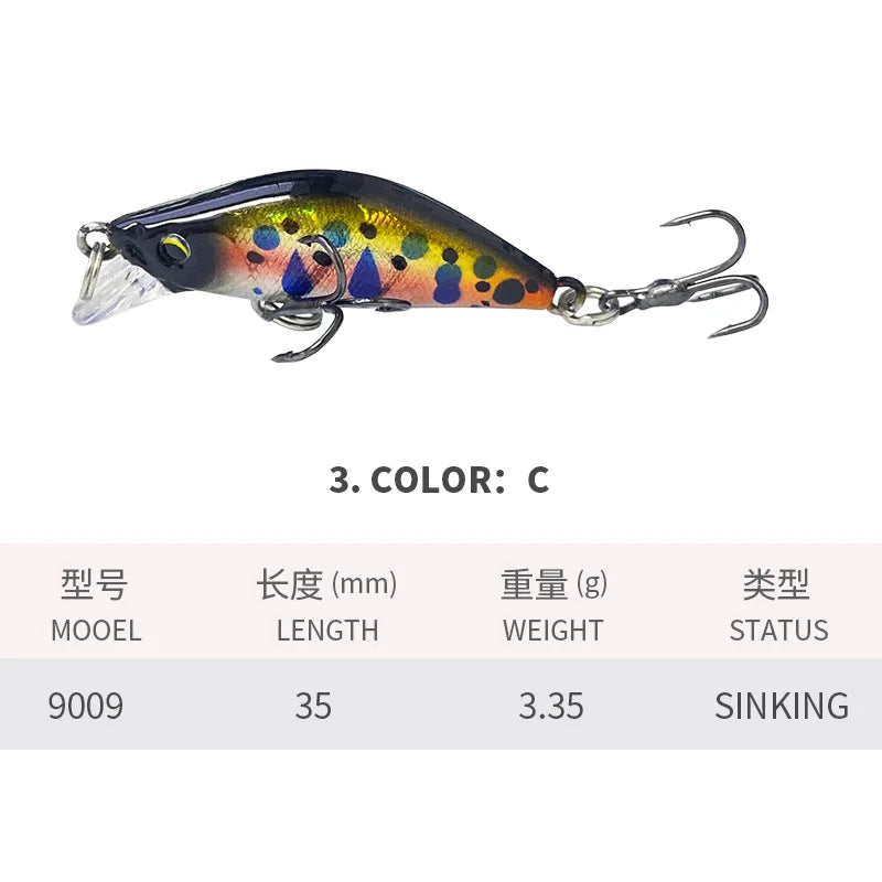 ZWICKE 1Pcs Minnow Brightly Coloured 35Mm/3.35G Surface Fishing Lures Artificial Bait Plastic Bait Gear Carp Fishing
