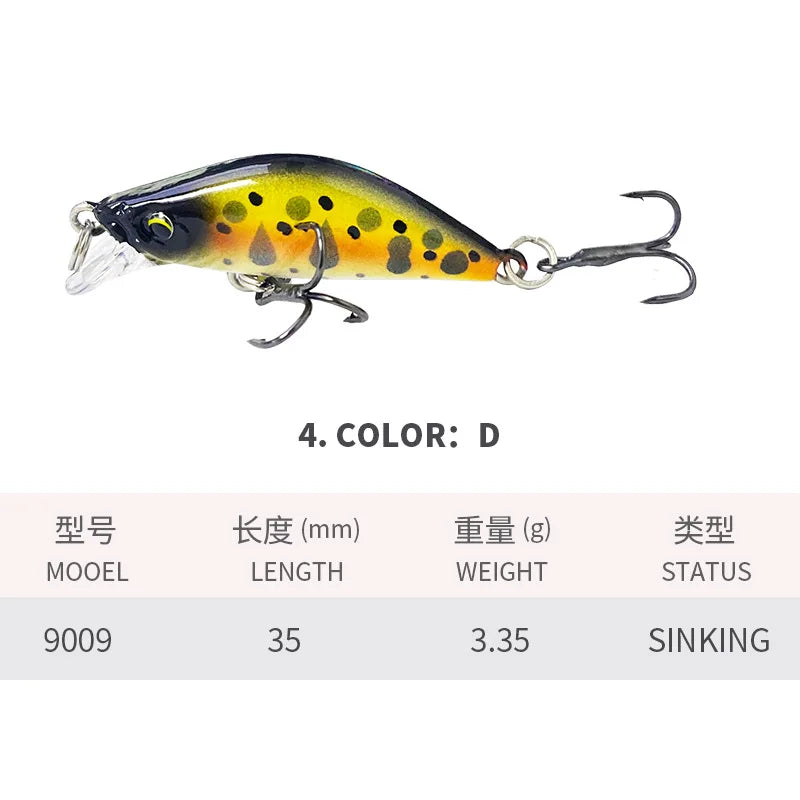 ZWICKE 1Pcs Minnow Brightly Coloured 35Mm/3.35G Surface Fishing Lures Artificial Bait Plastic Bait Gear Carp Fishing