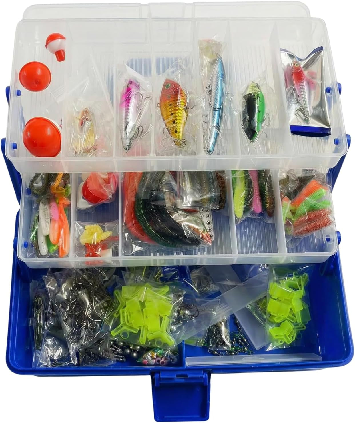 CATCHRO Fishing Tackle Box 471PCS with Bass Fishing Lures & 3 Multi Jointed Swimbaits, Large Tackle Box with Soft Plastic Baits, Fishing Lures and Bait Kit for Freshwater Bass Fishing Gear