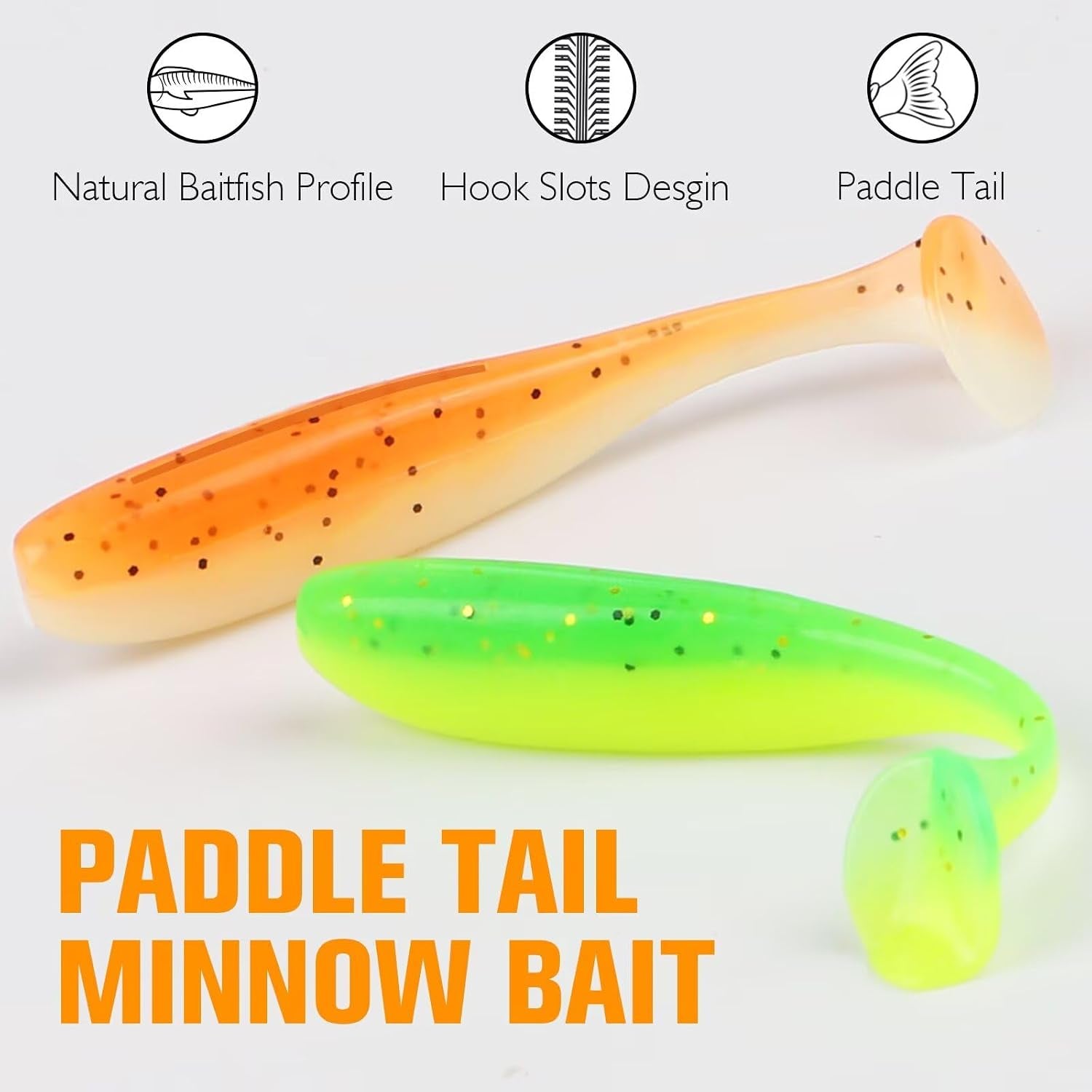 Crappie Lures Kit Soft Plastic Baits Paddle Tail Swimbaits Fishing Soft Plastic Lures Crappie Walleye Trout Bass Fishing Baits 60Pcs/75Pcs