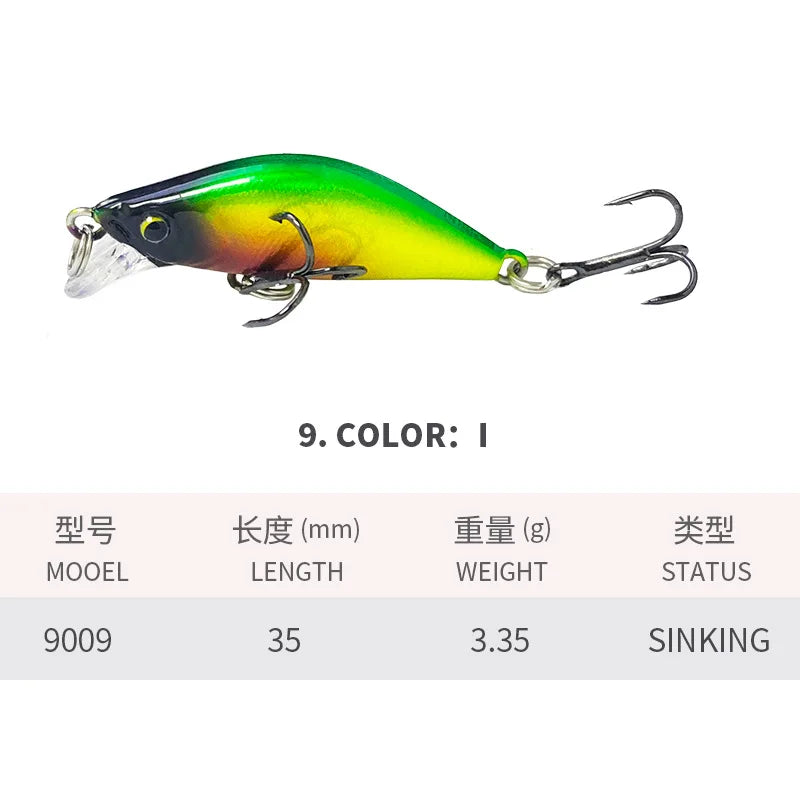 ZWICKE 1Pcs Minnow Brightly Coloured 35Mm/3.35G Surface Fishing Lures Artificial Bait Plastic Bait Gear Carp Fishing