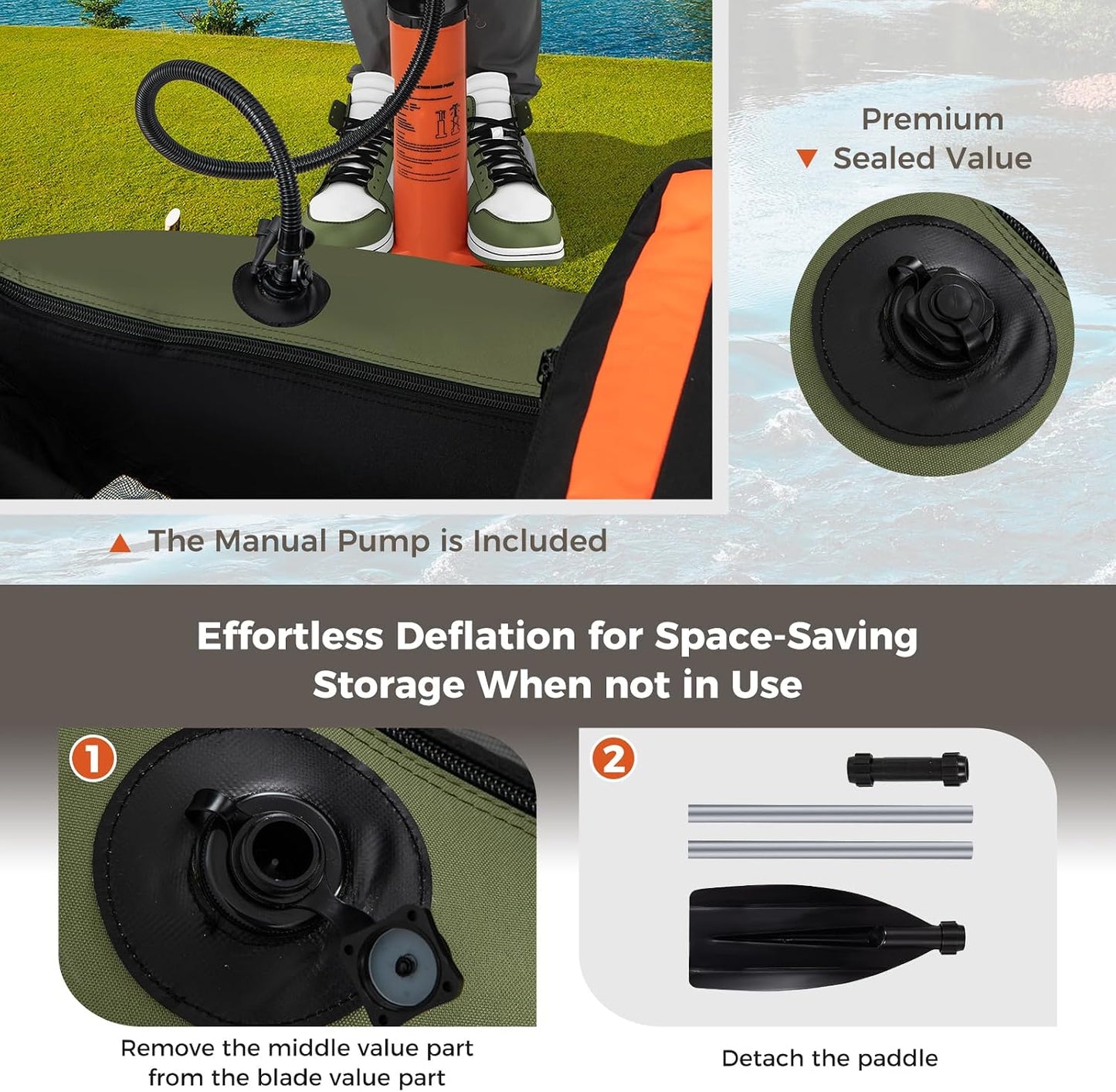 Inflatable Float Tube, Fishing Belly Boat with Fish Ruler, Pump, Storage Pockets, Adjustable Straps, Fishing Float Tube for Angling, 350LBS Load Capacity