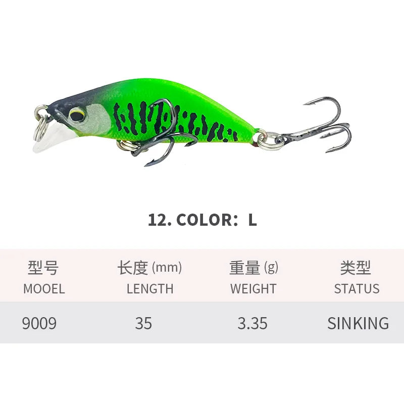 ZWICKE 1Pcs Minnow Brightly Coloured 35Mm/3.35G Surface Fishing Lures Artificial Bait Plastic Bait Gear Carp Fishing