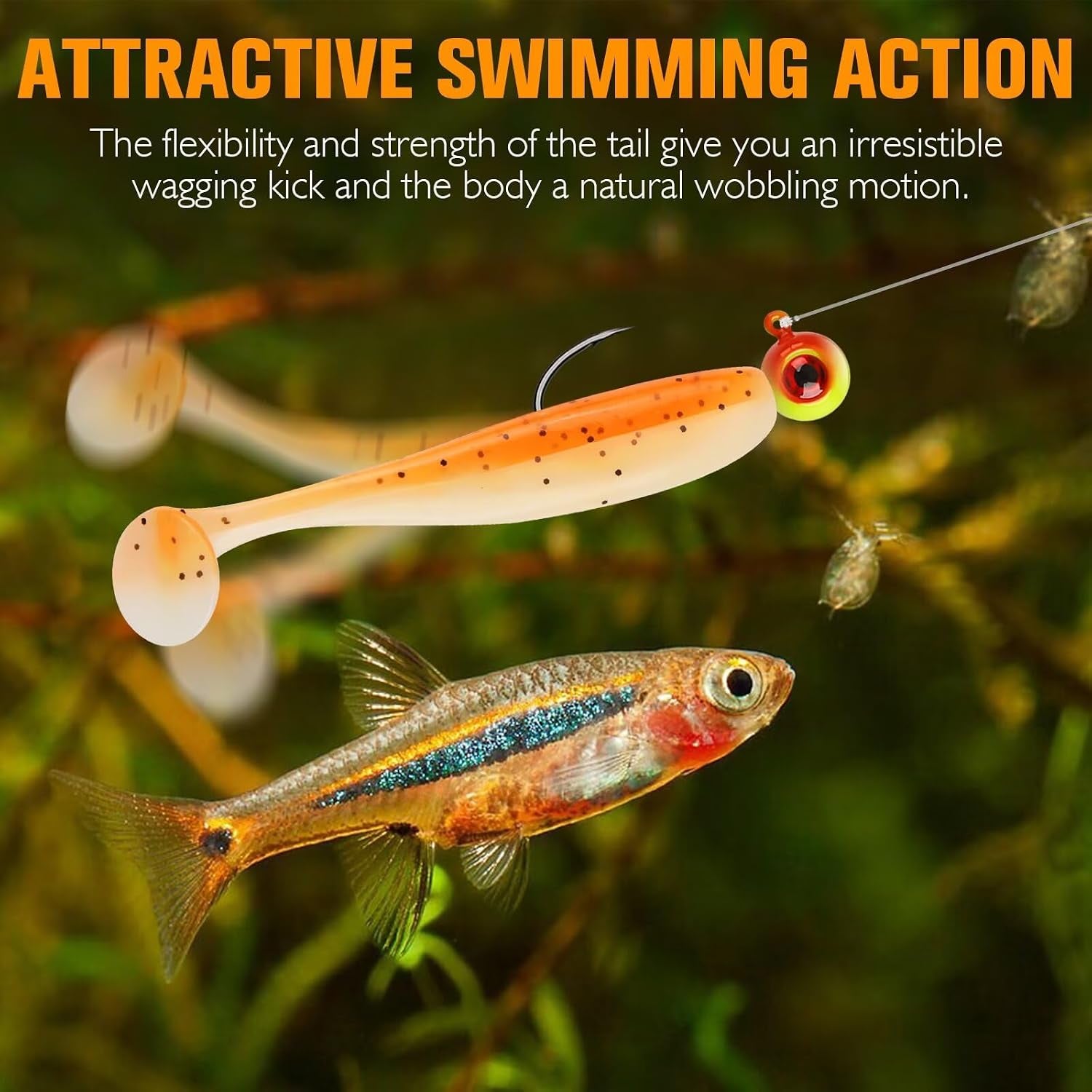Crappie Lures Kit Soft Plastic Baits Paddle Tail Swimbaits Fishing Soft Plastic Lures Crappie Walleye Trout Bass Fishing Baits 60Pcs/75Pcs