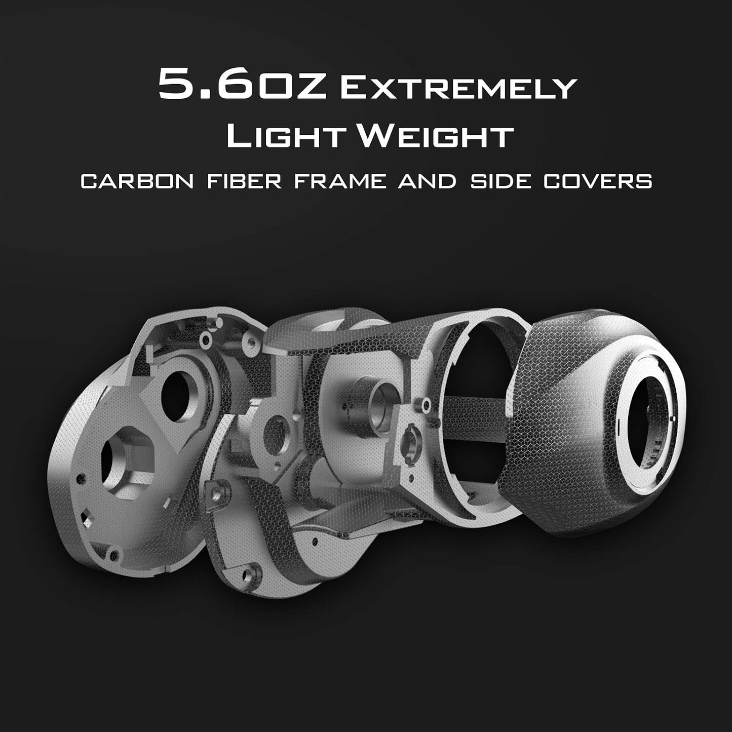 Zephyr Bait Finesse Baitcasting Fishing Reels with Drag Clicker | Max Drag: 10.0 Lb, 6+1 BB, 5.6 Oz, Carbon Fiber Frame, 8 Button Magnetic Brake, 7.2:1 Gear Ratio, Palm Perfect Design