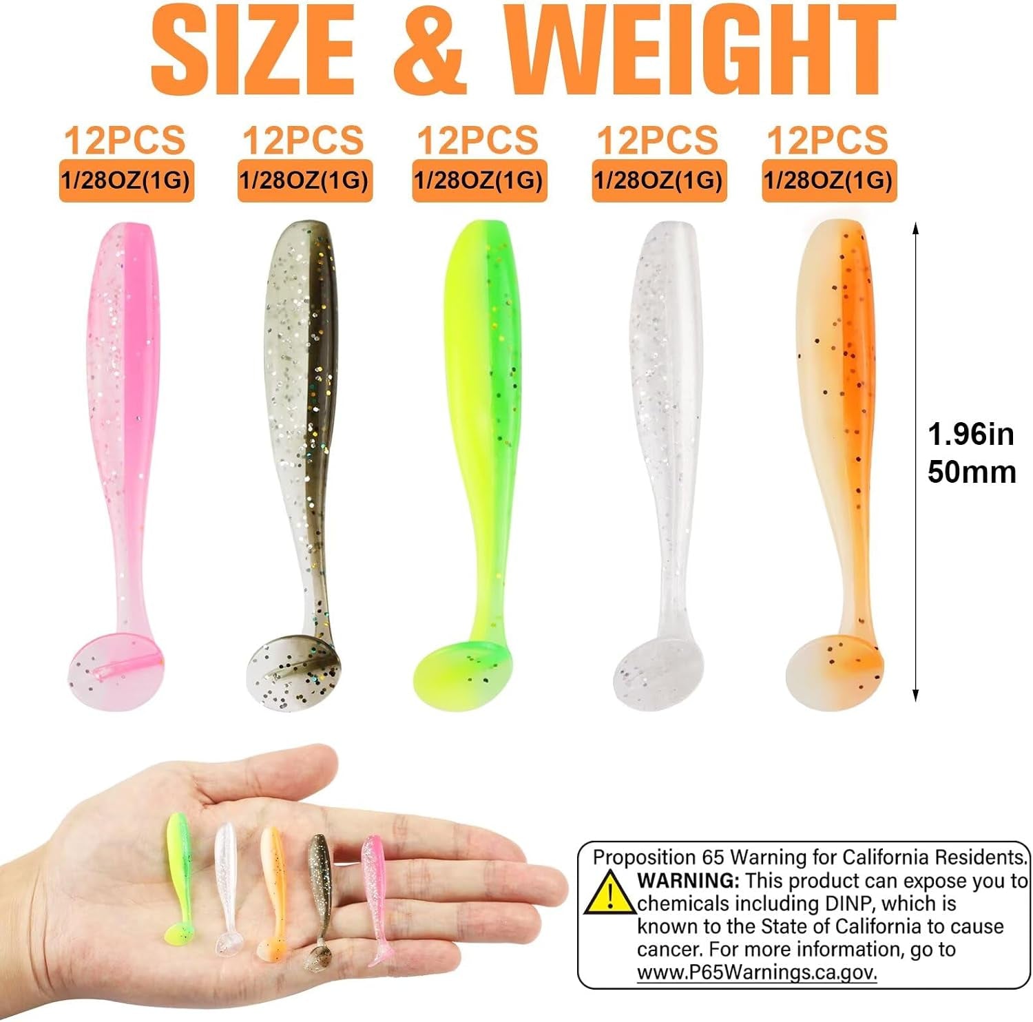 Crappie Lures Kit Soft Plastic Baits Paddle Tail Swimbaits Fishing Soft Plastic Lures Crappie Walleye Trout Bass Fishing Baits 60Pcs/75Pcs
