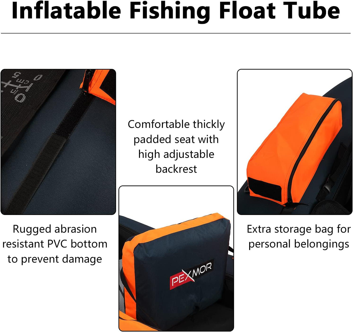 Inflatable Fishing Float Tube, Float Tubes for Fishing W/Rod Holder | Fish Ruler | Pump | Carry Bag | Adjustable Straps| Storage Pockets, 350LBS Capacity Fly Fishing Belly Boat